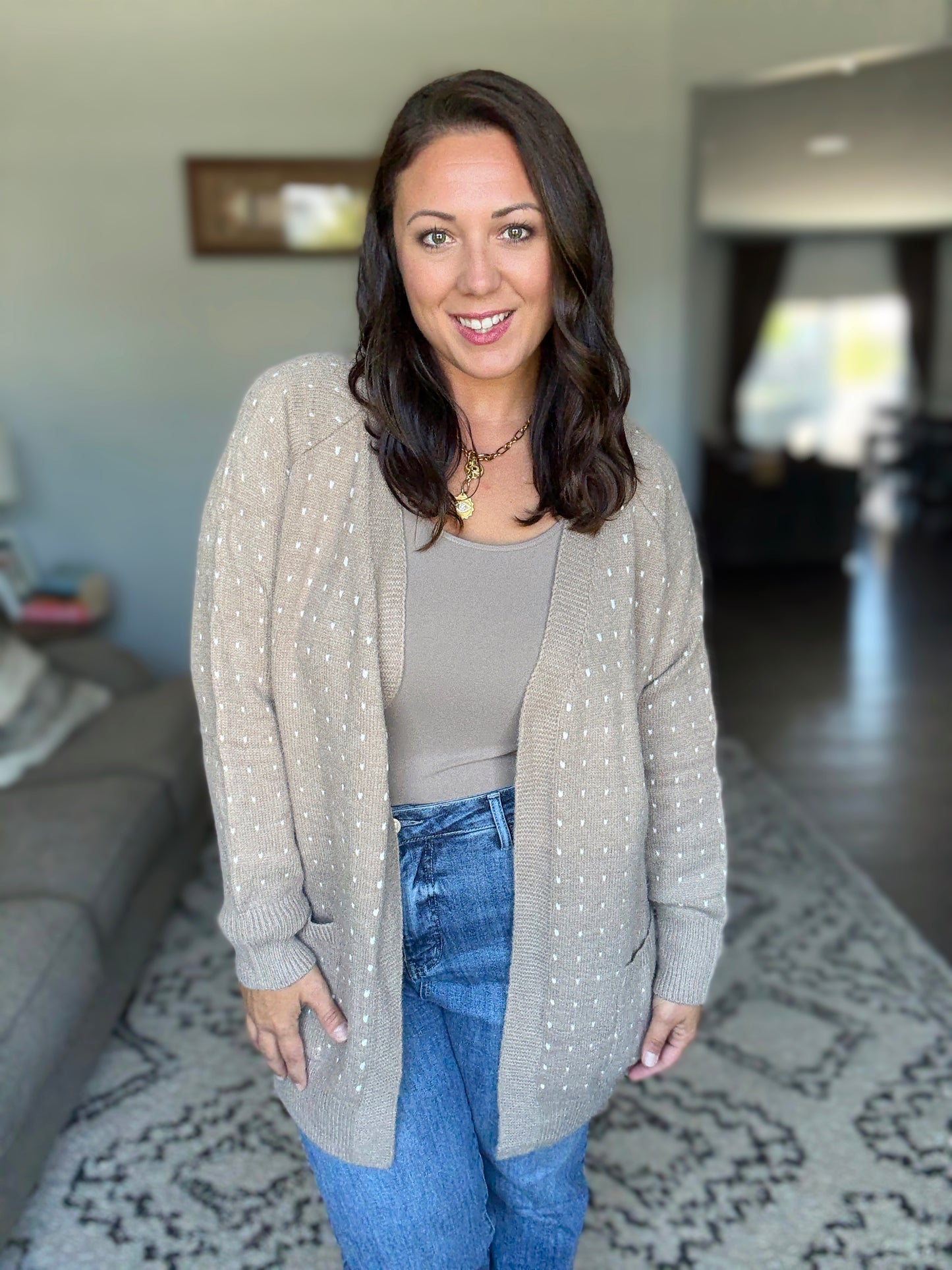 Michelle Mae Dalilah Dot Cardigan - Tan