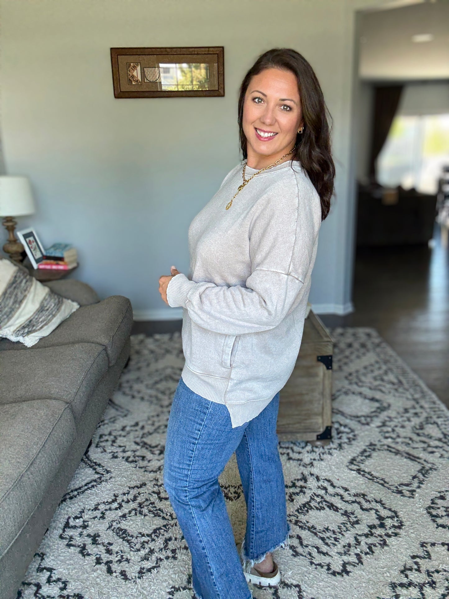 Safe and Secure Mineral Wash Pullover in Ash Mocha