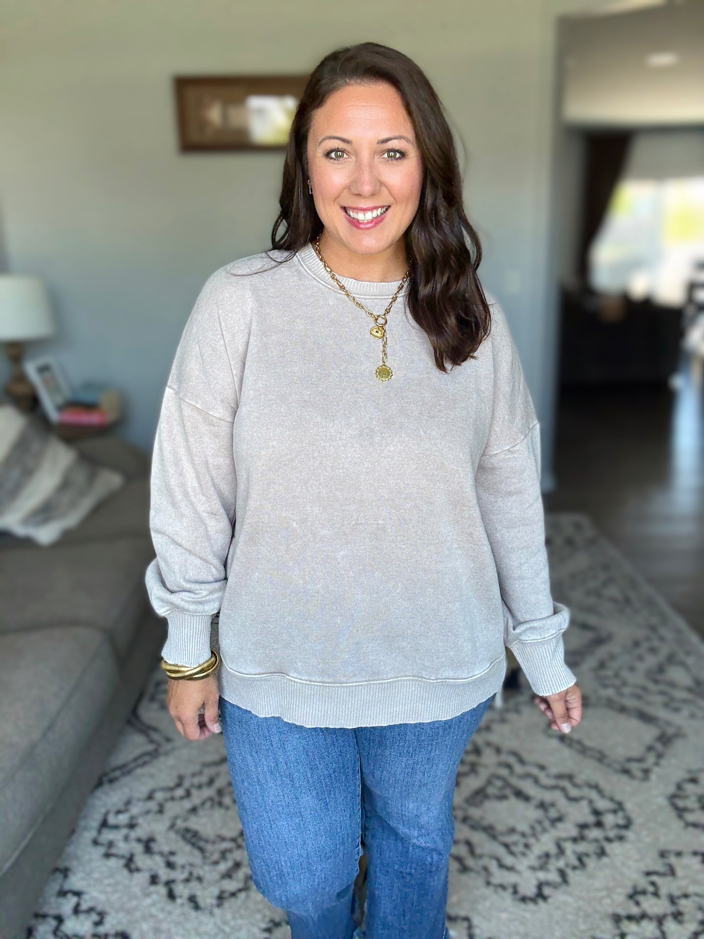 Safe and Secure Mineral Wash Pullover in Ash Mocha