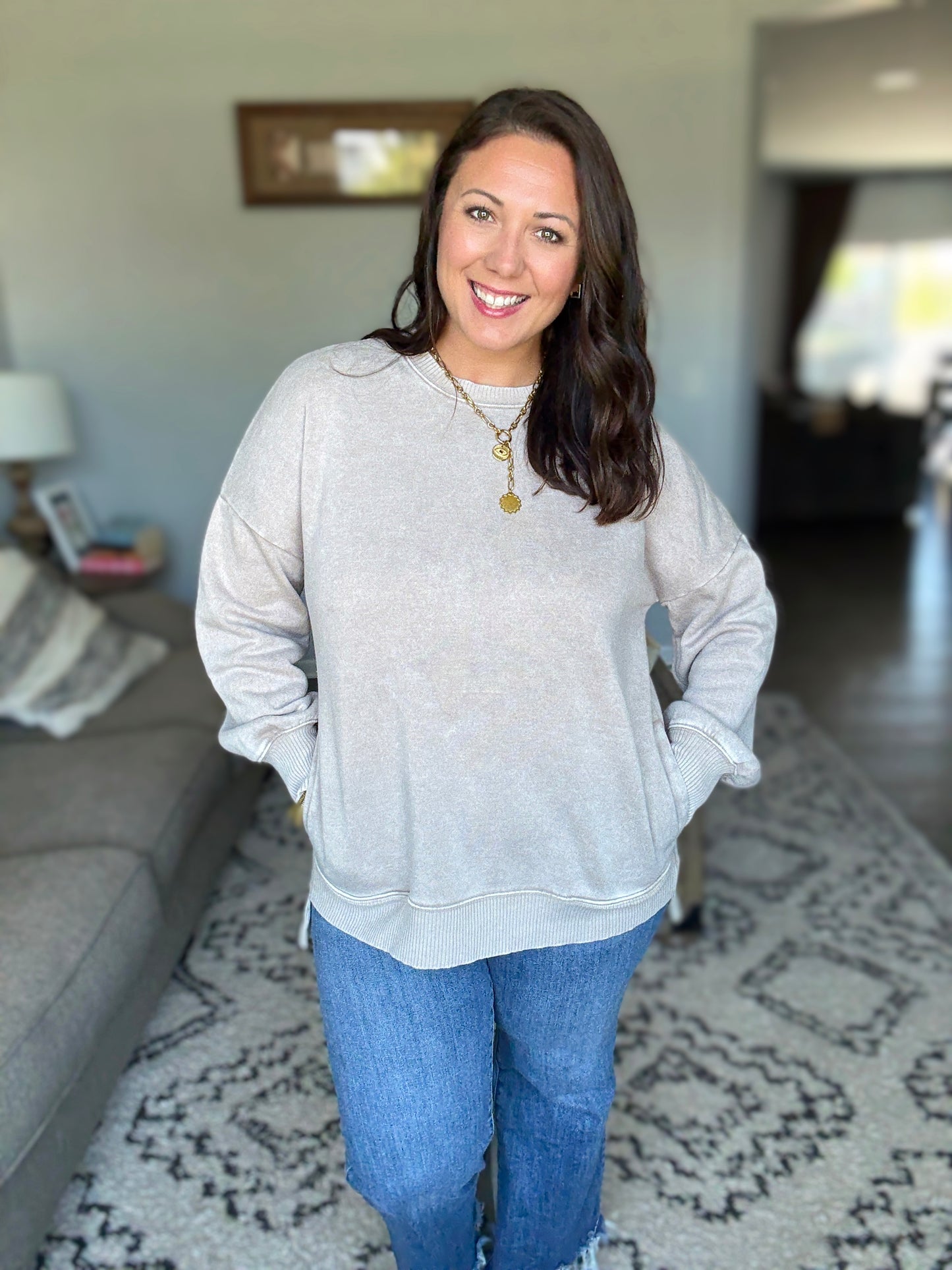 Safe and Secure Mineral Wash Pullover in Ash Mocha