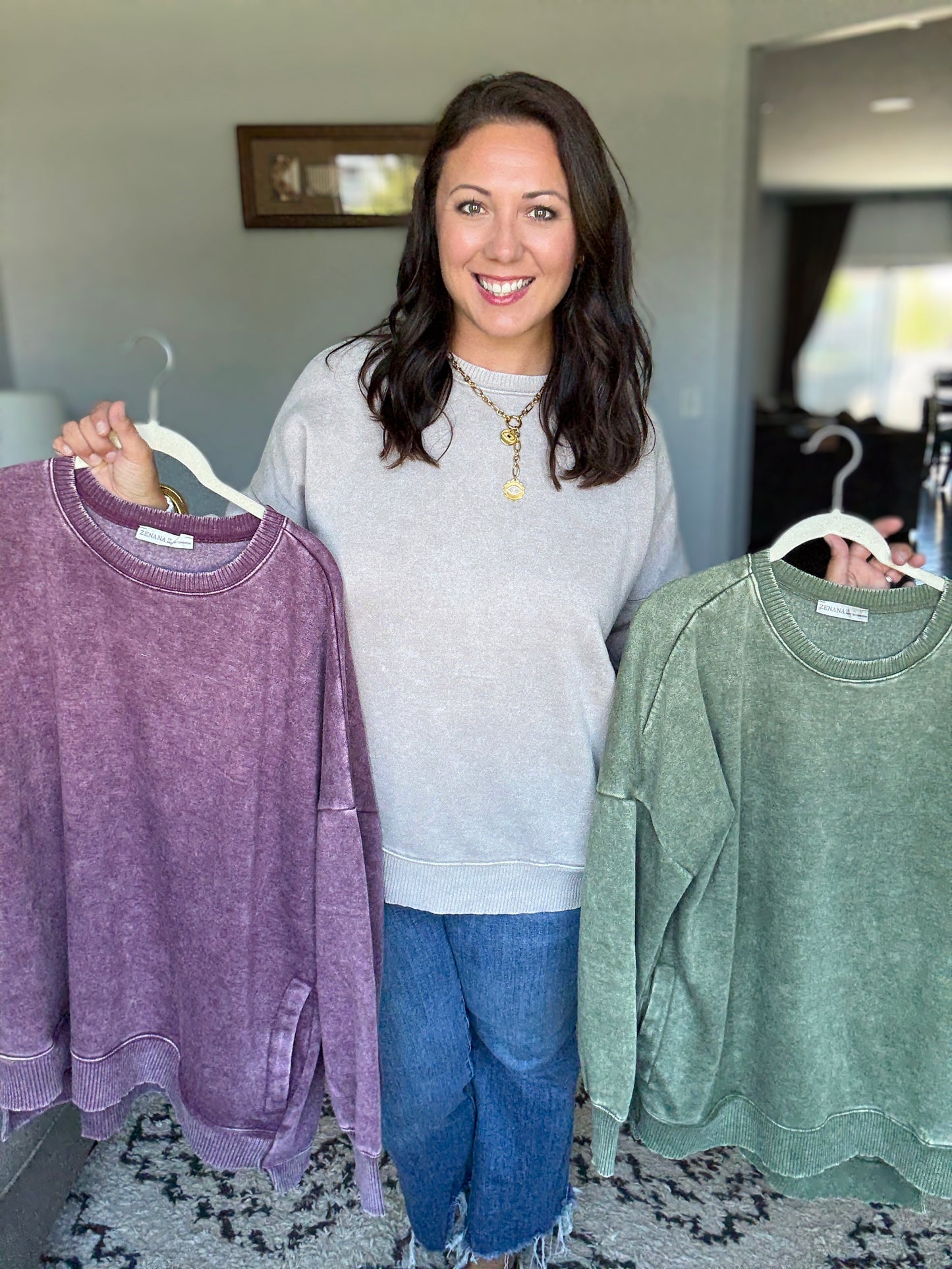 Safe and Secure Mineral Wash Pullover in Ash Mocha