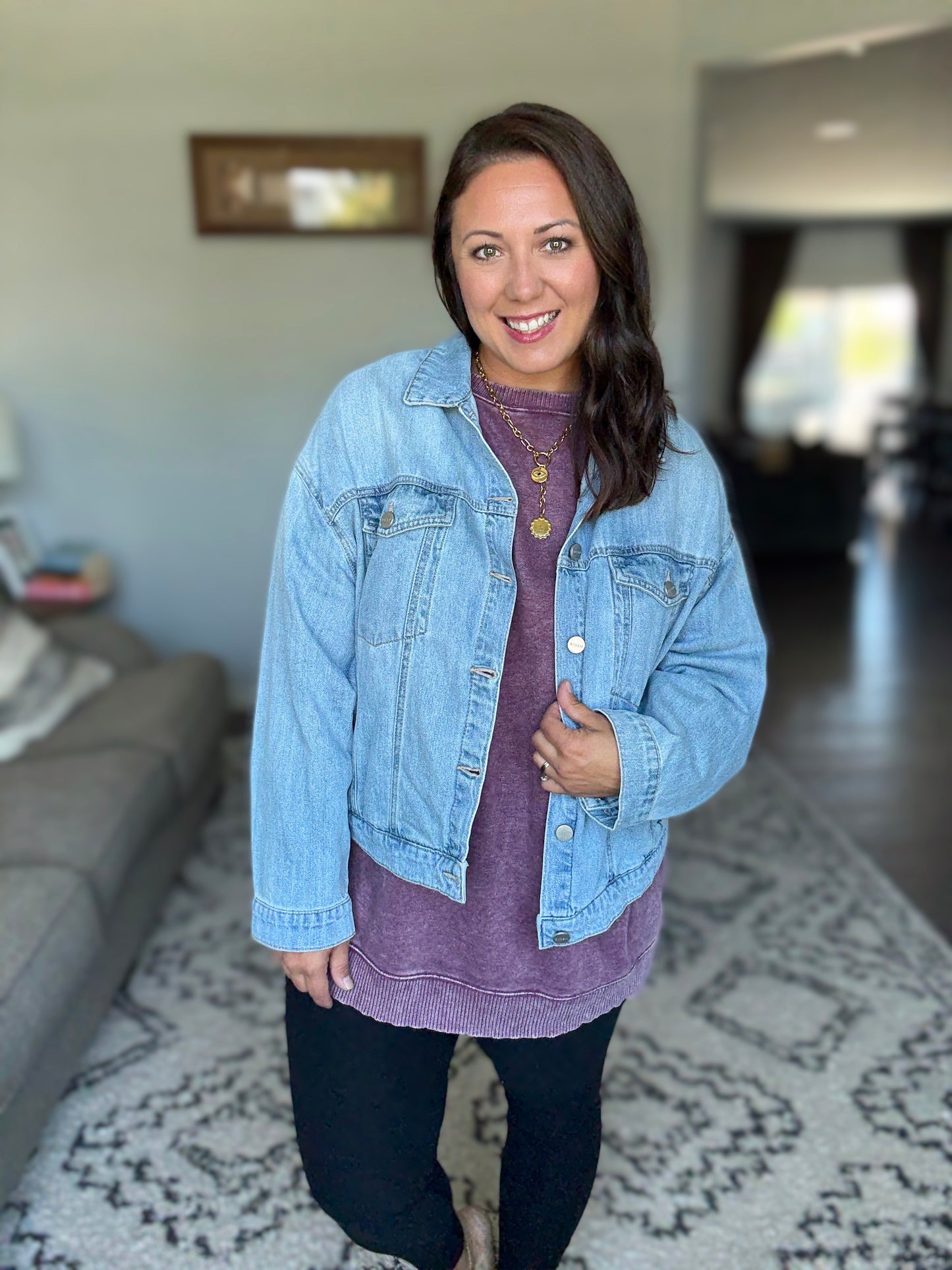 Safe and Secure Mineral Wash Pullover in Eggplant