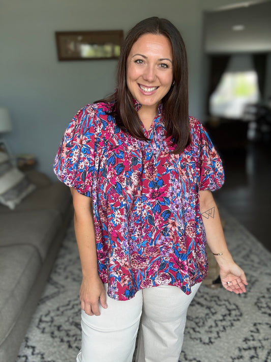 Blooming Beautifully Floral Puff Sleeve Top