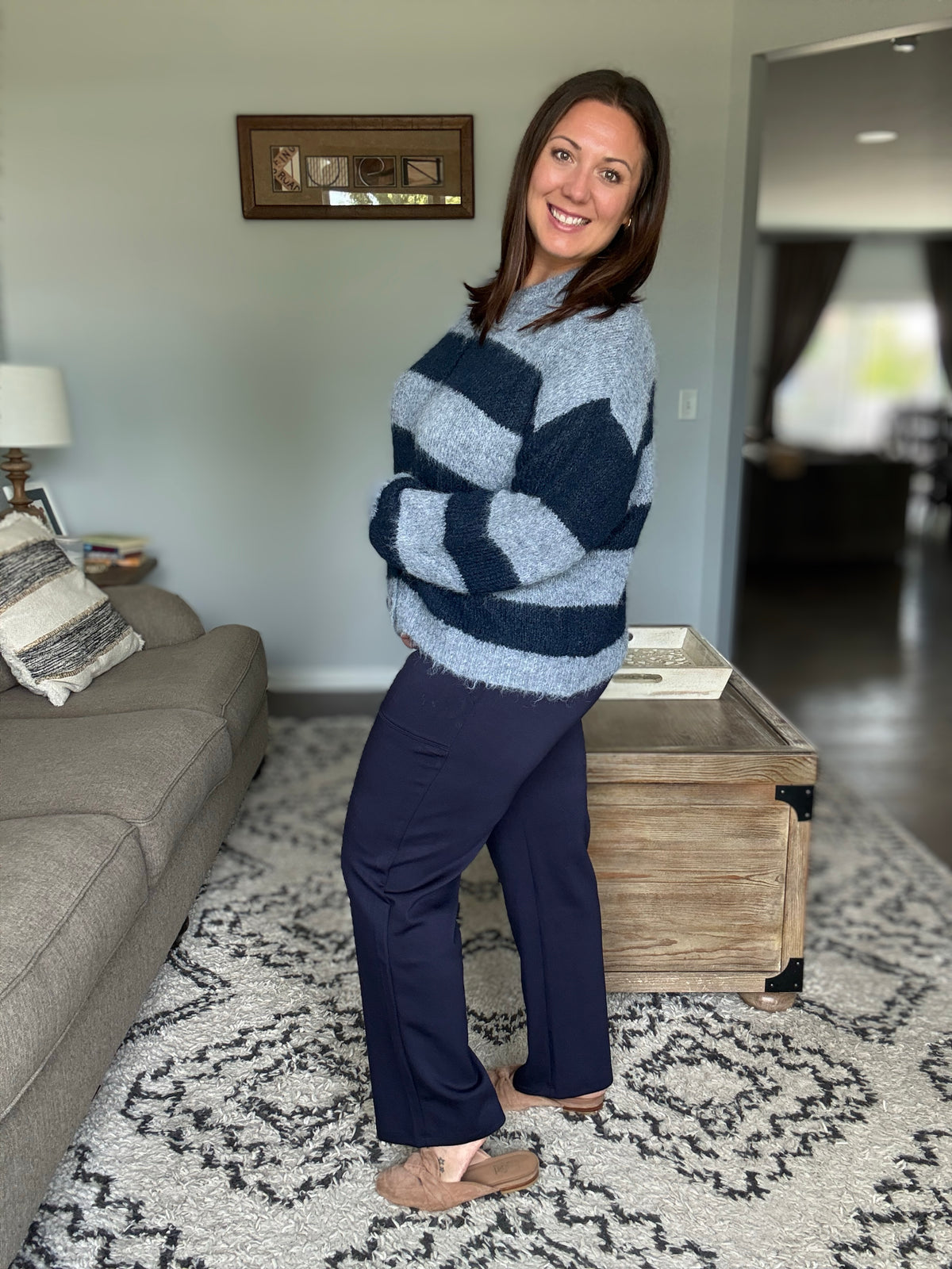 Michelle Mae Luxe Scuba Ankle Bottoms- Navy
