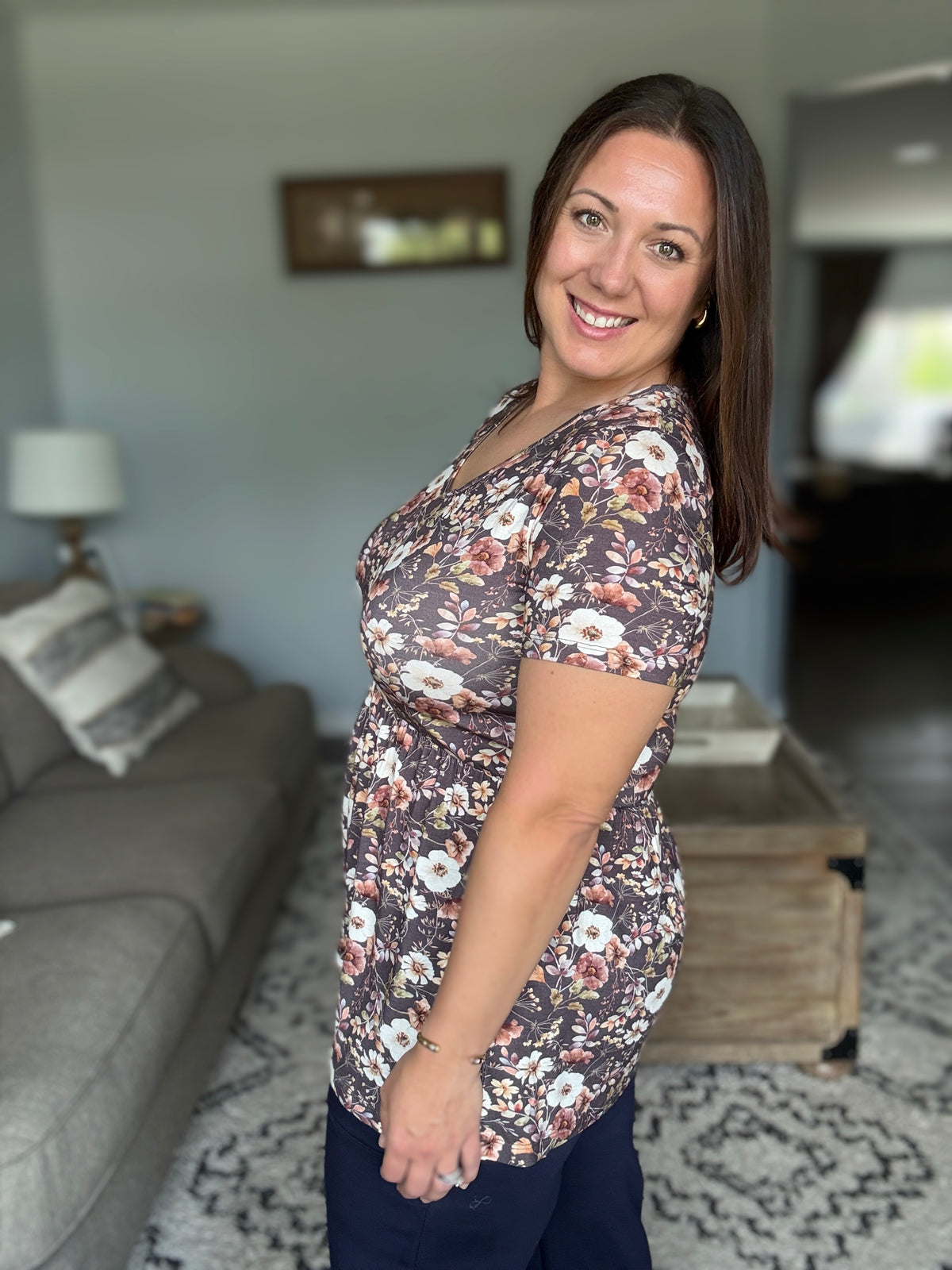 Michelle Mae Sarah Ruffle Short Sleeve - Blushwood Floral