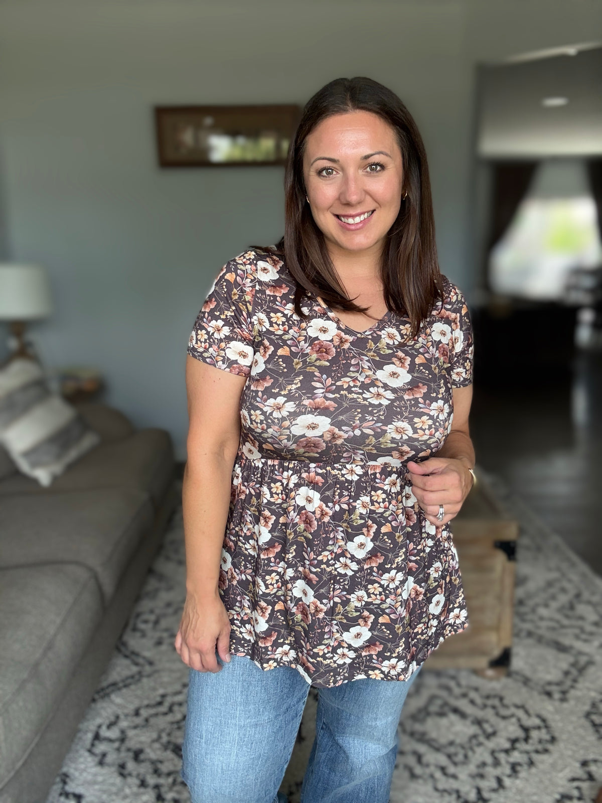 Michelle Mae Sarah Ruffle Short Sleeve - Blushwood Floral