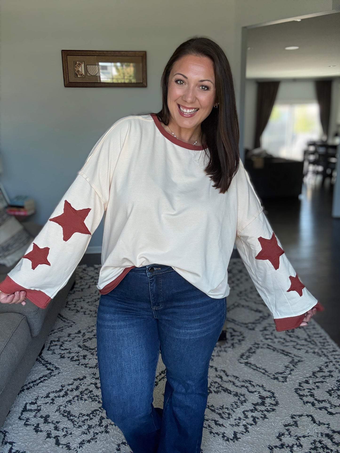 BiBi French Terry Star Patch Pullover Top
