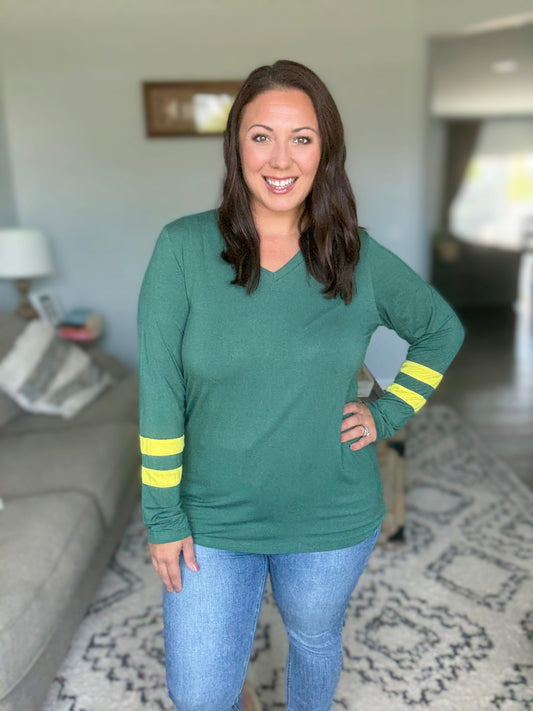 Michelle Mae GameDay Larissa Long Sleeve Top - Green Bay