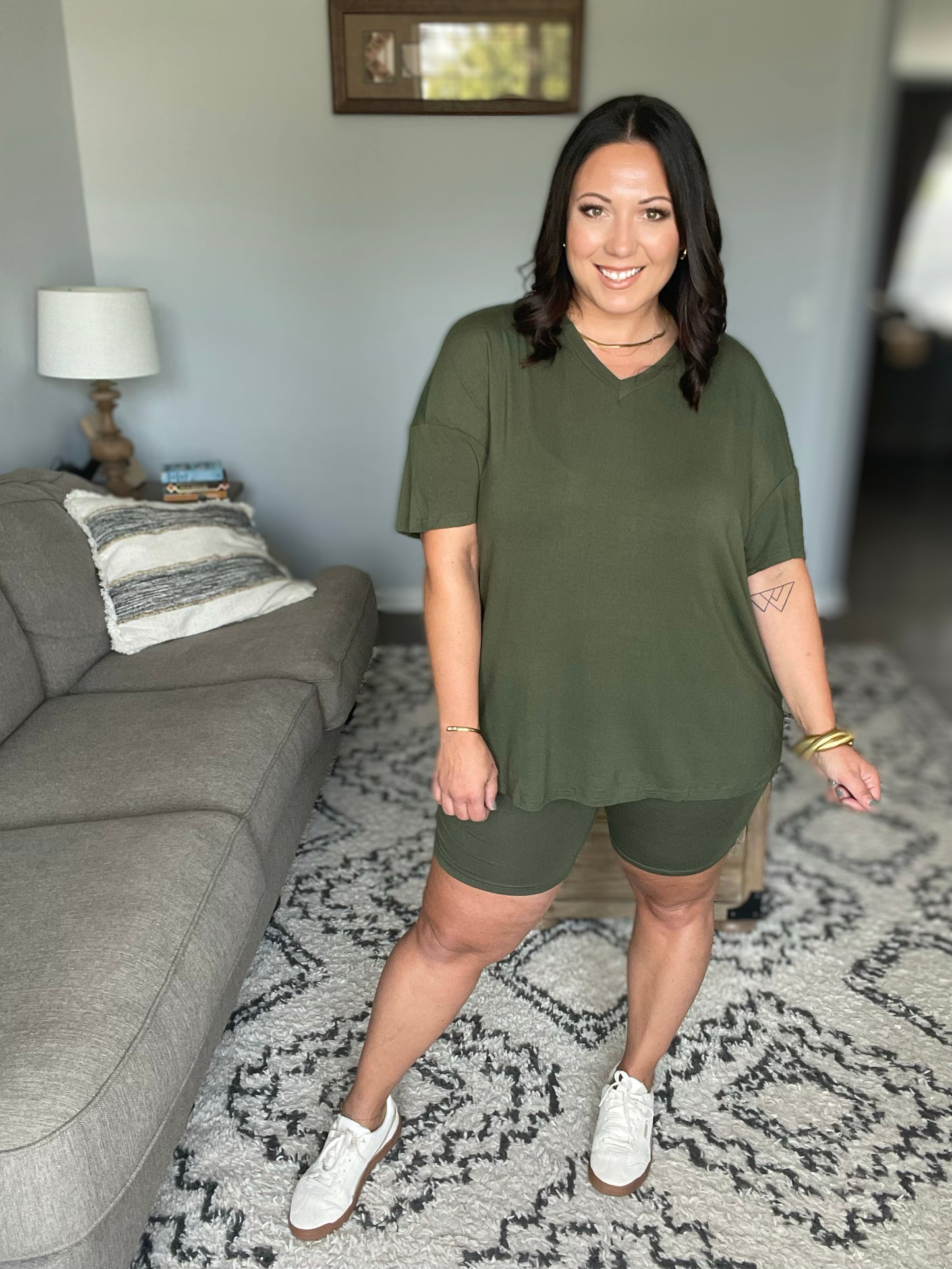 Basic Bae V-Neck Drop Shoulder T-Shirt and Shorts Set (7 Colors)