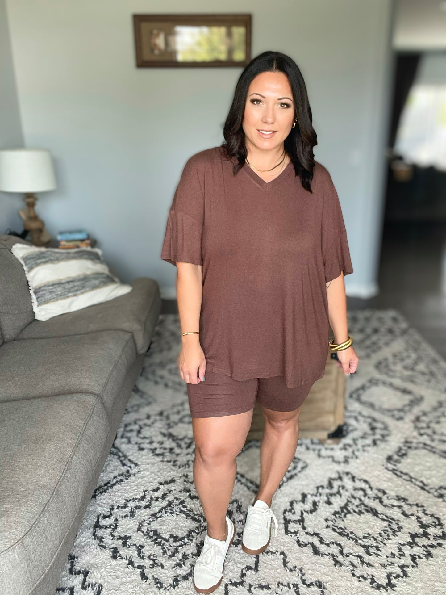 Basic Bae V-Neck Drop Shoulder T-Shirt and Shorts Set (7 Colors)