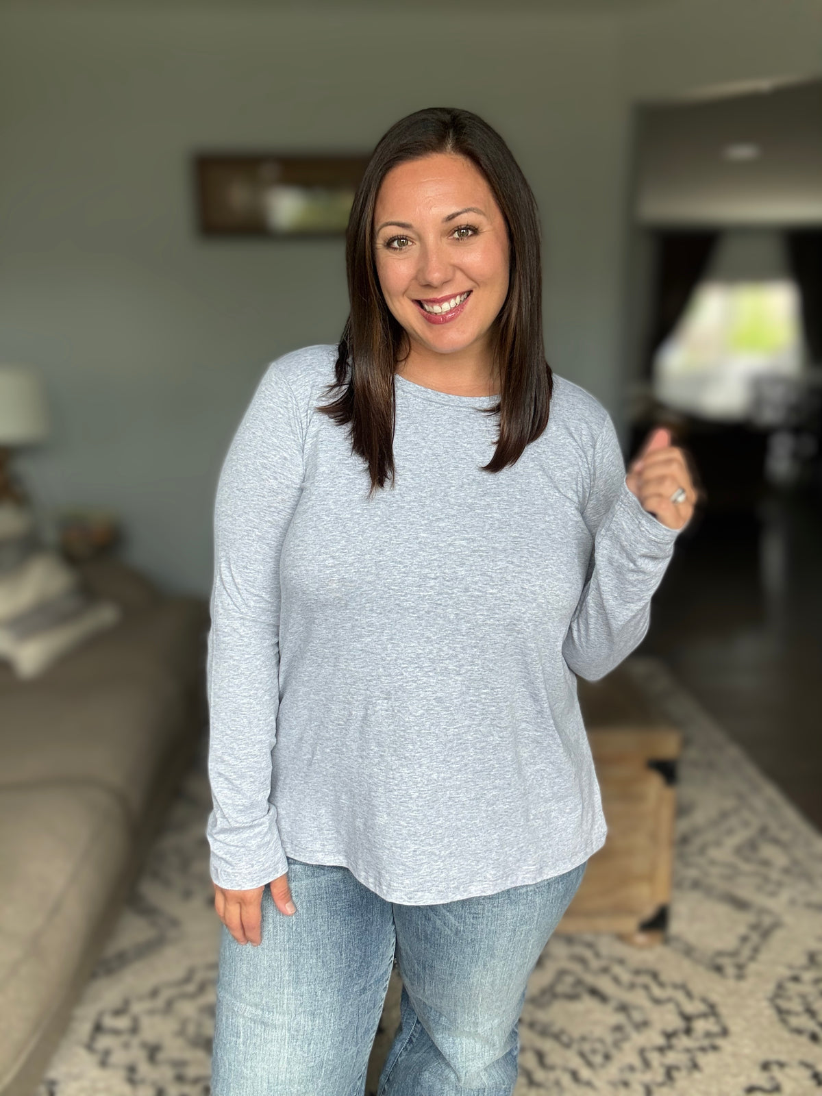 Down to the Basics Long Sleeve Top in Heathered Grey