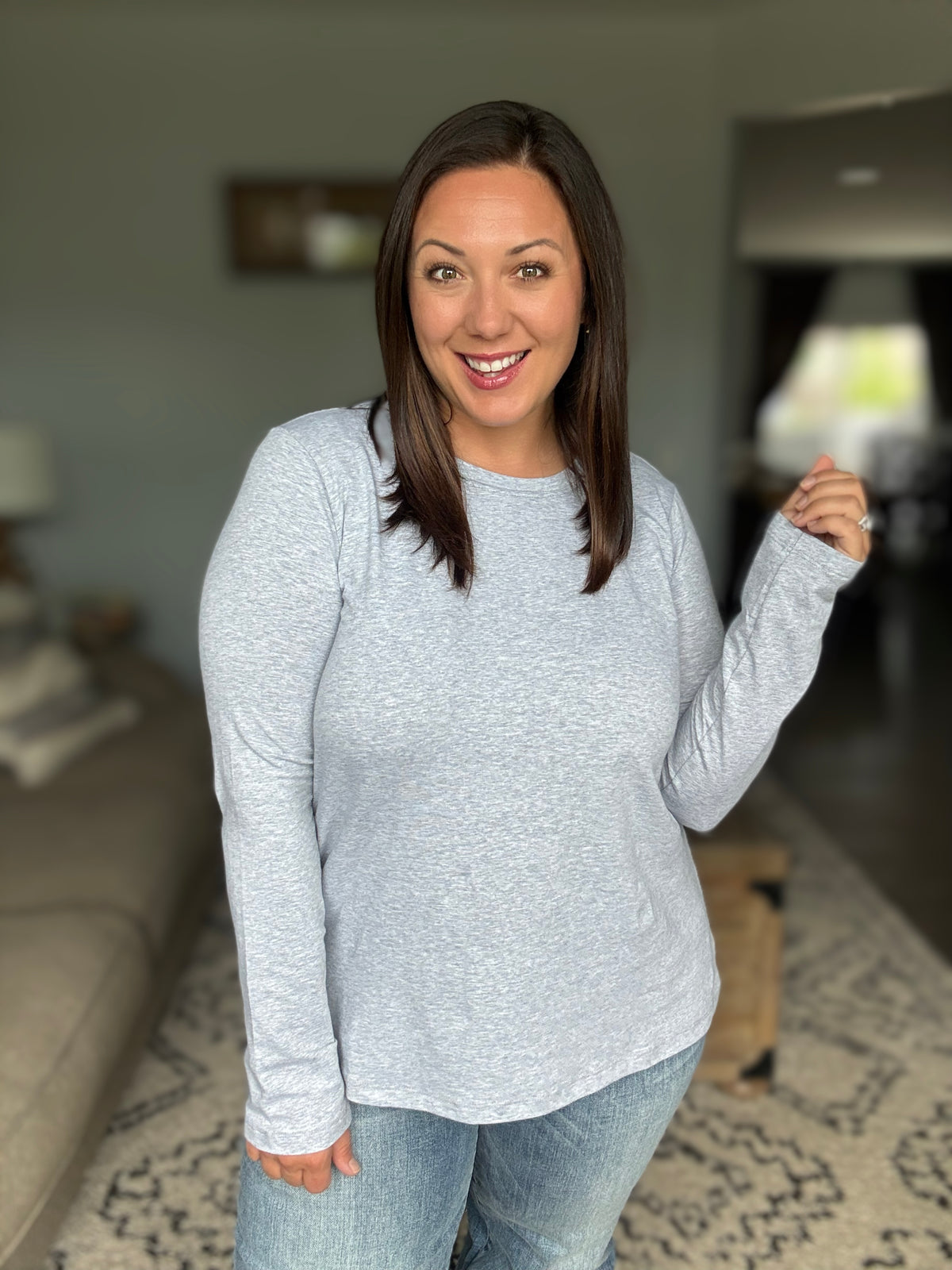 Down to the Basics Long Sleeve Top in Heathered Grey