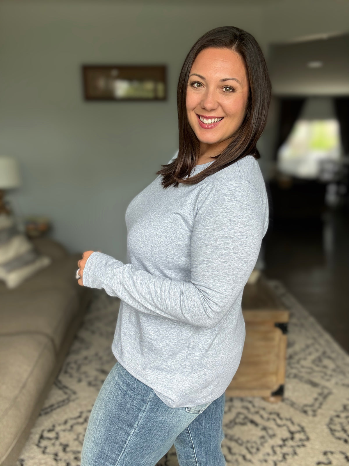 Down to the Basics Long Sleeve Top in Heathered Grey
