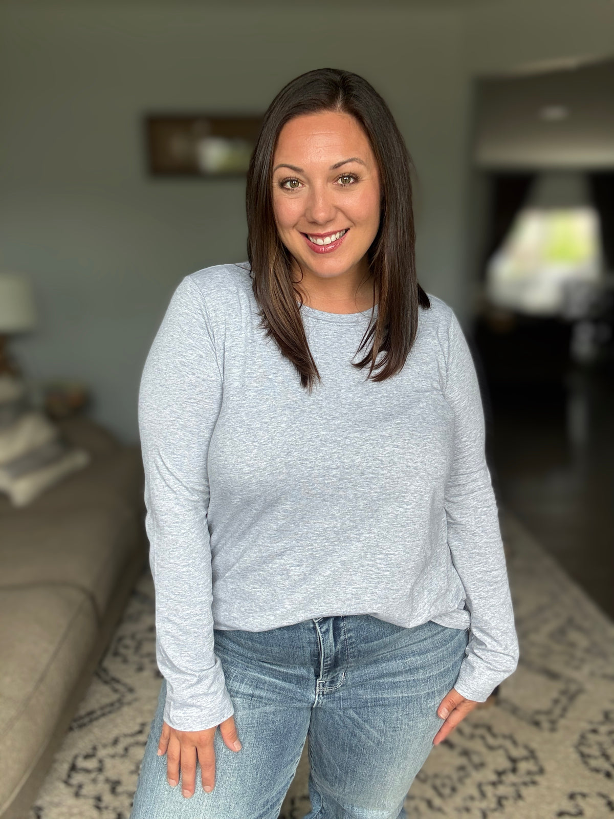 Down to the Basics Long Sleeve Top in Heathered Grey