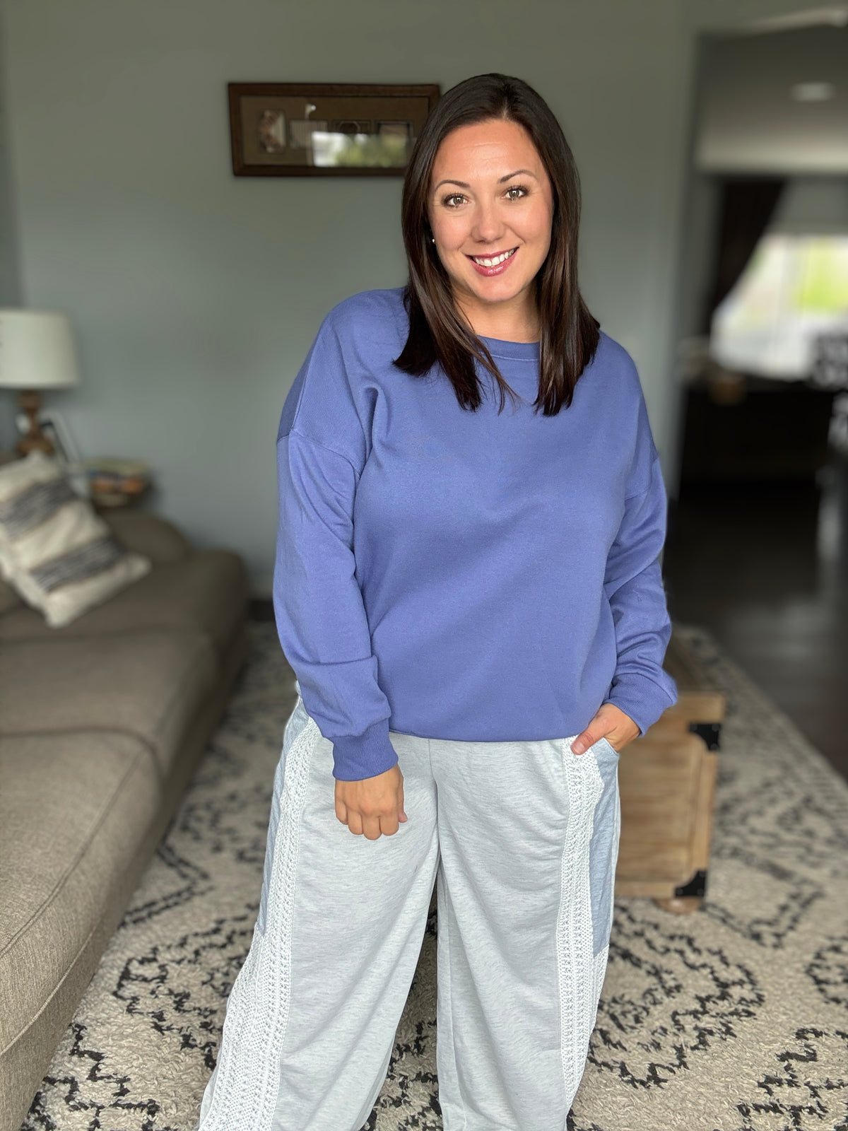 Always True Drop Shoulder Pullover in Marlin