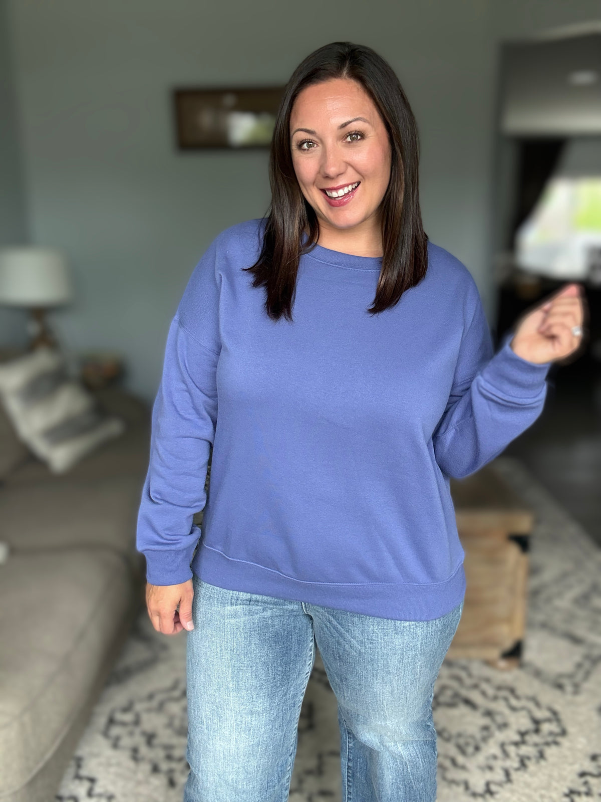 Always True Drop Shoulder Pullover in Marlin