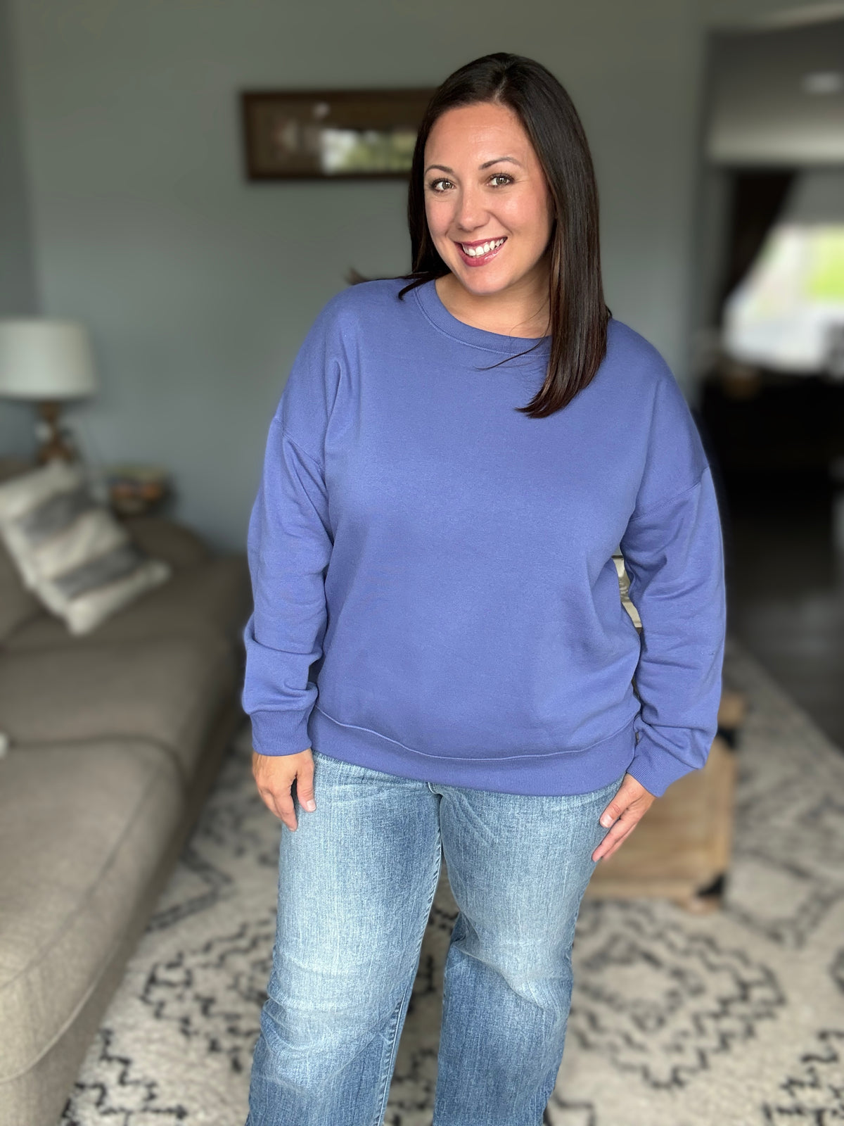Always True Drop Shoulder Pullover in Marlin