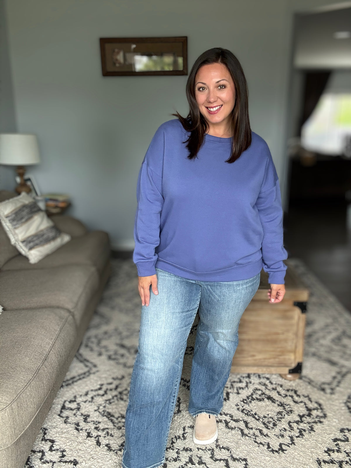 Always True Drop Shoulder Pullover in Marlin