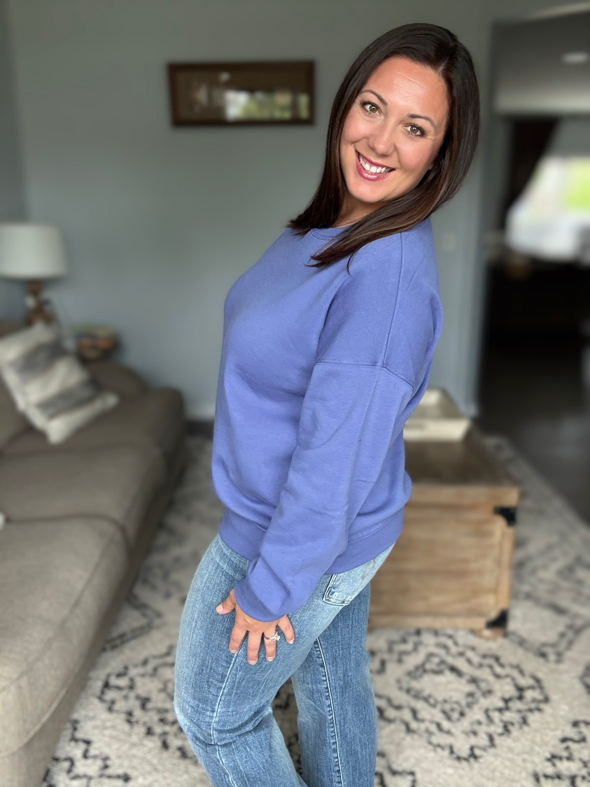 Always True Drop Shoulder Pullover in Marlin
