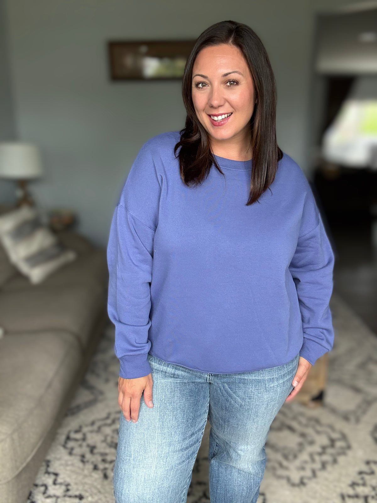 Always True Drop Shoulder Pullover in Marlin