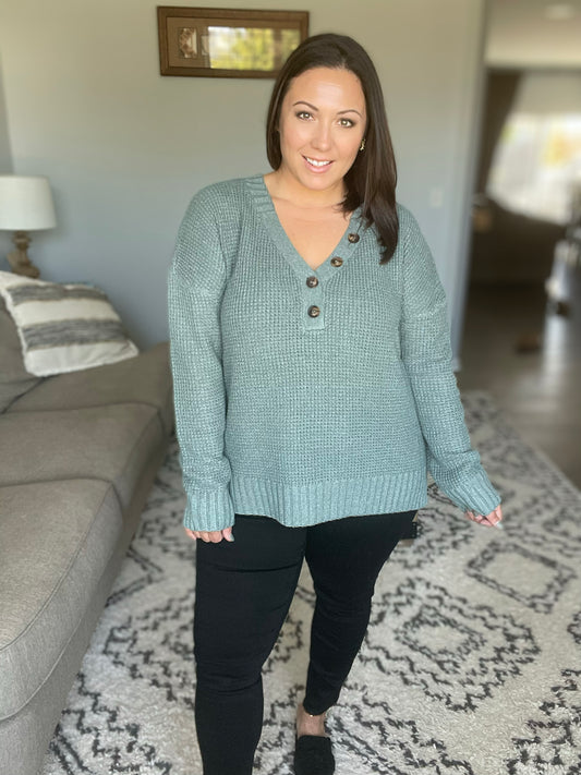 Lakeside View Drop Shoulder Sweater in Sage