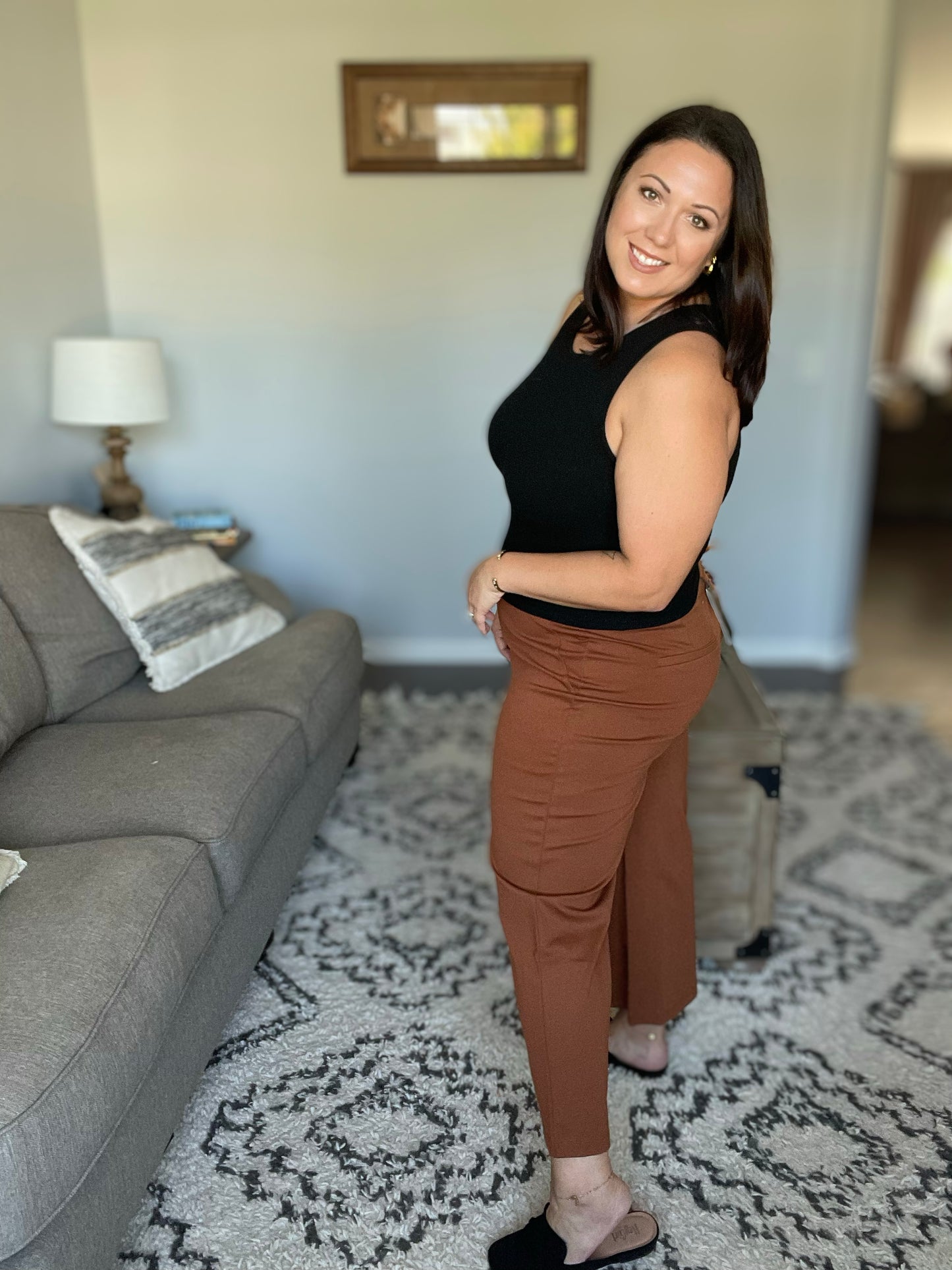 Magic Wide Leg Crop Pants in Rust