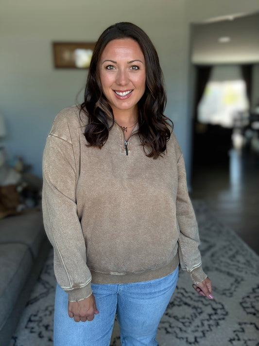 You Should Know Half Zip Pullover in Deep Camel