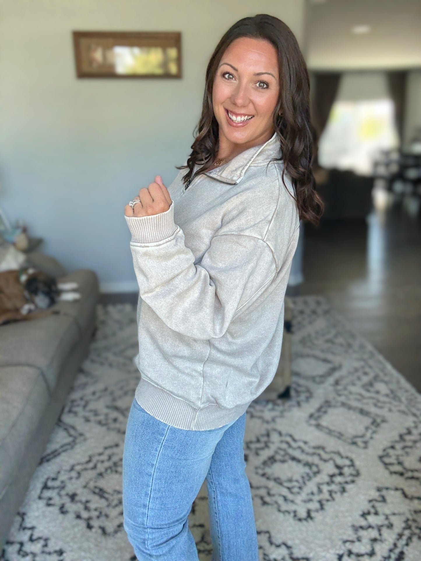 You Should Know Half Zip Pullover in Ash Mocha