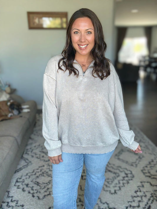 You Should Know Half Zip Pullover in Ash Mocha