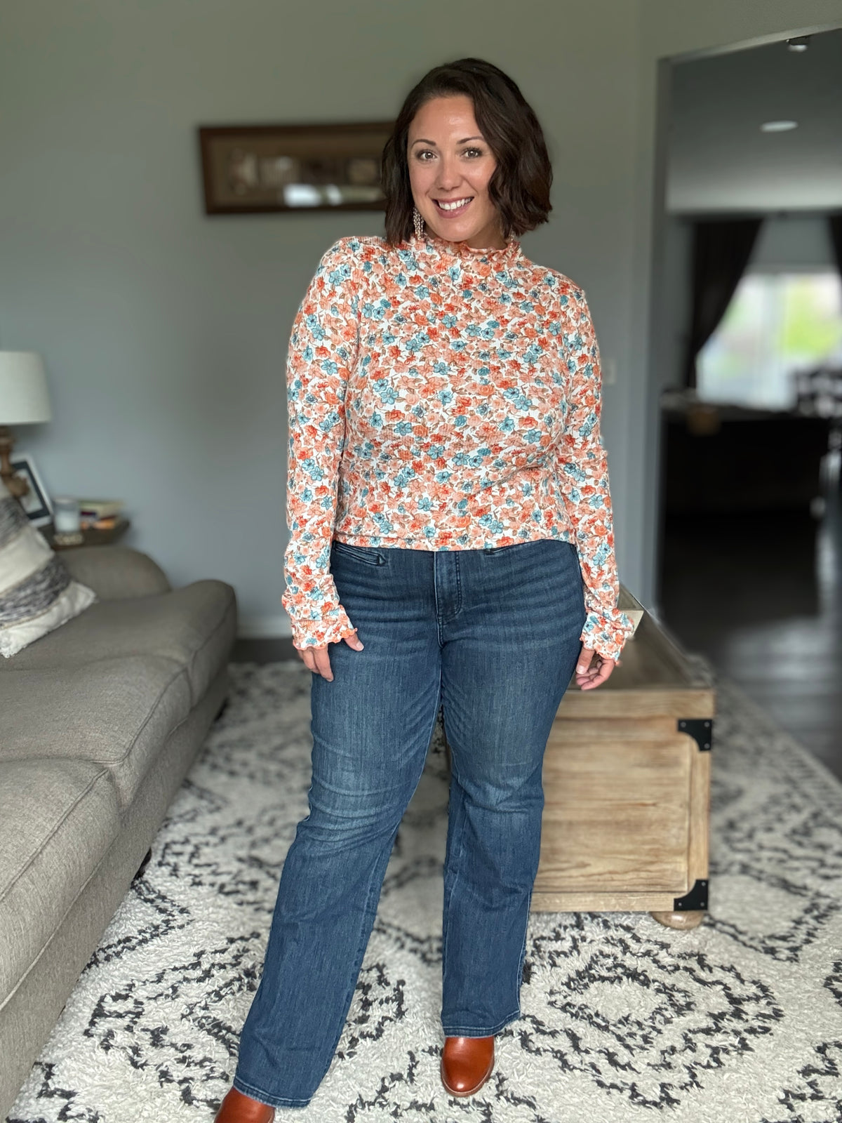 Emmy High Waist Tummy Control Boy Bootcut Jean with Welt Pockets