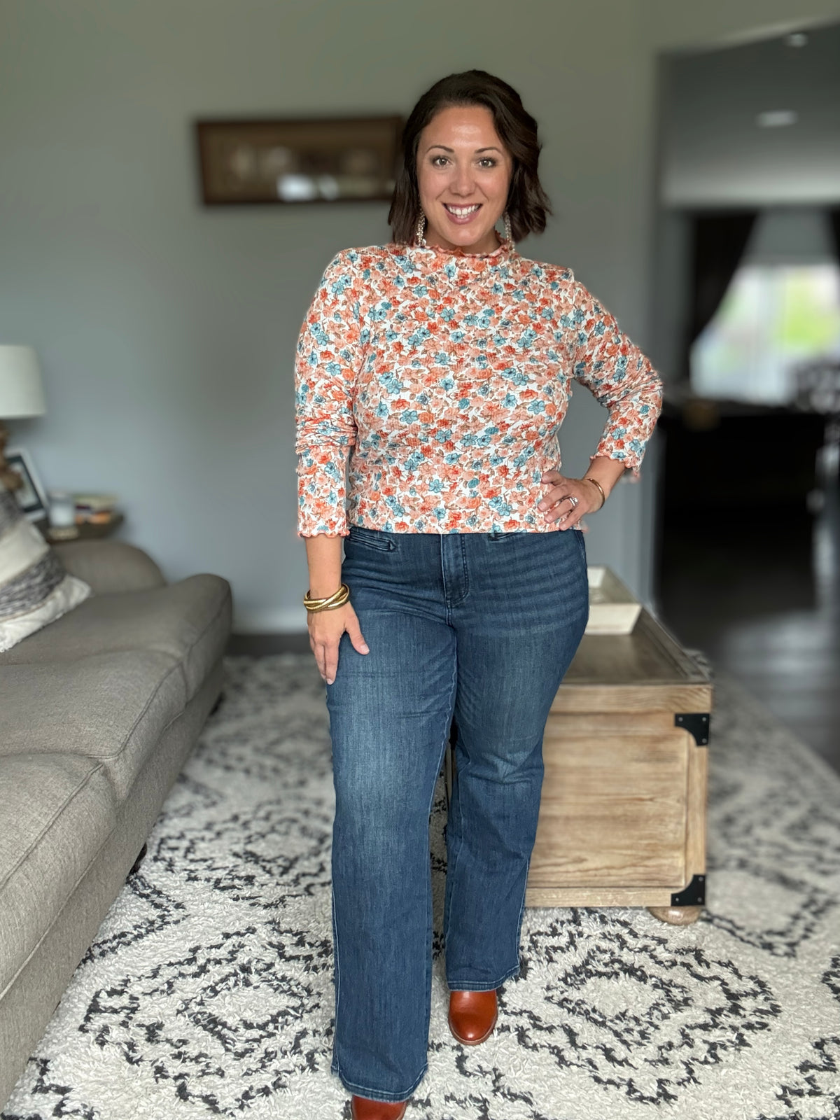Emmy High Waist Tummy Control Boy Bootcut Jean with Welt Pockets