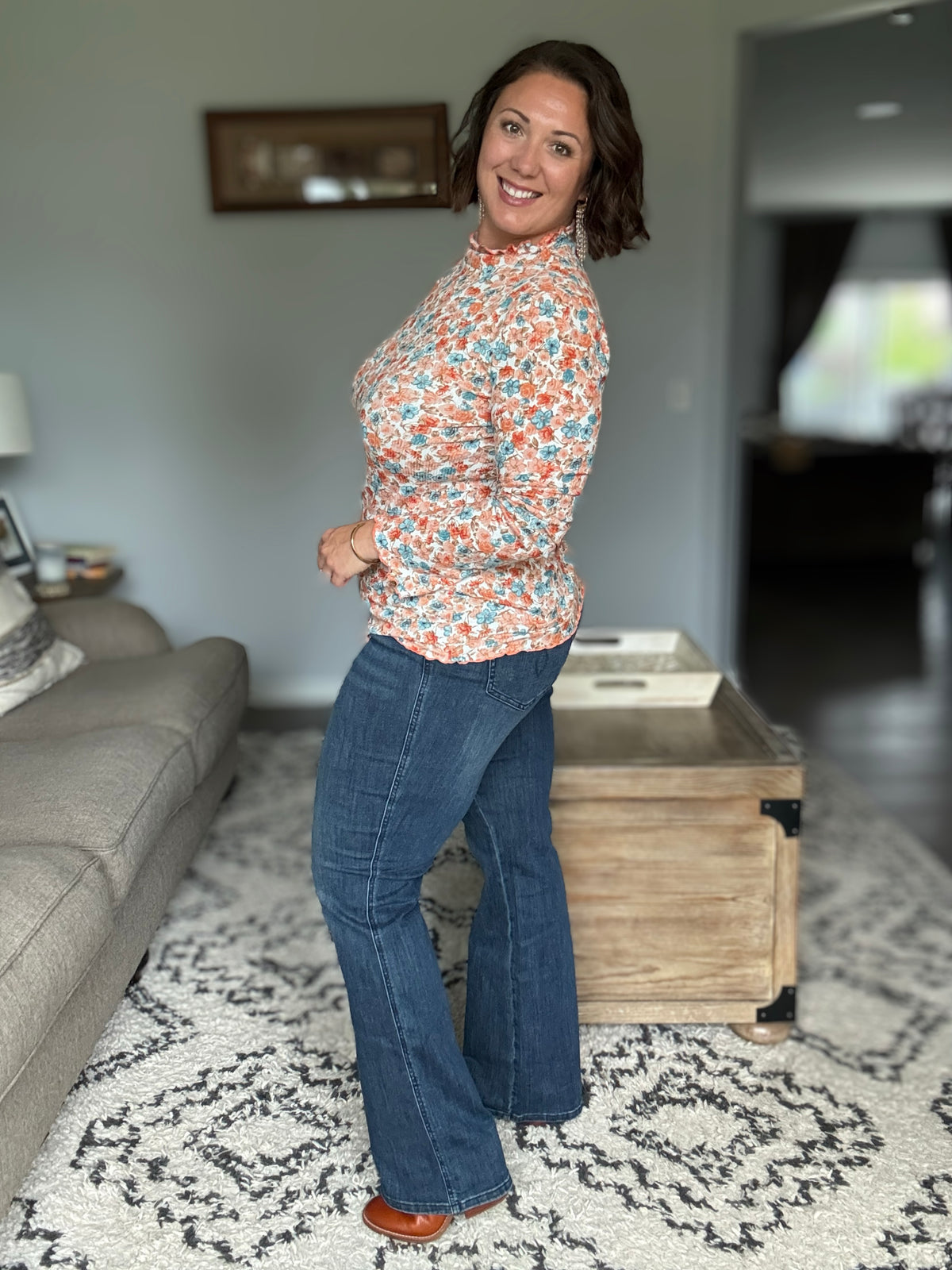 Emmy High Waist Tummy Control Boy Bootcut Jean with Welt Pockets