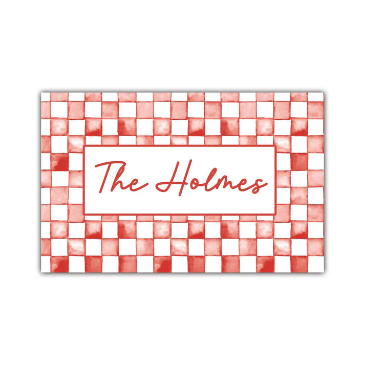 Preorder: Personalized Watercolor Check Print Door Mat (5 Colors)