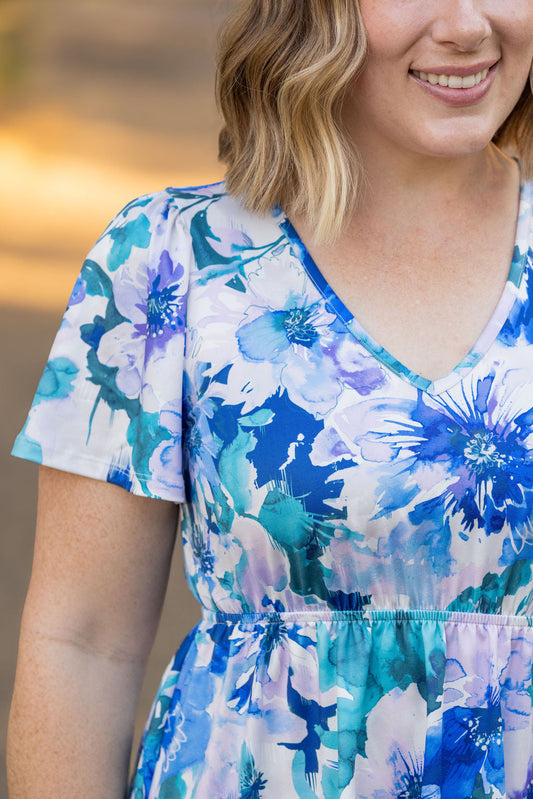 IN STOCK Emery Ruffle Top - Blue Floral Mix