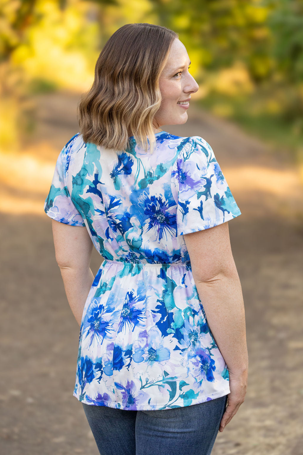 IN STOCK Emery Ruffle Top - Blue Floral Mix