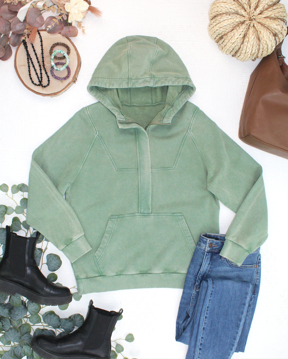 Michelle Mae Ryker Vintage Wash Hoodie- Olive