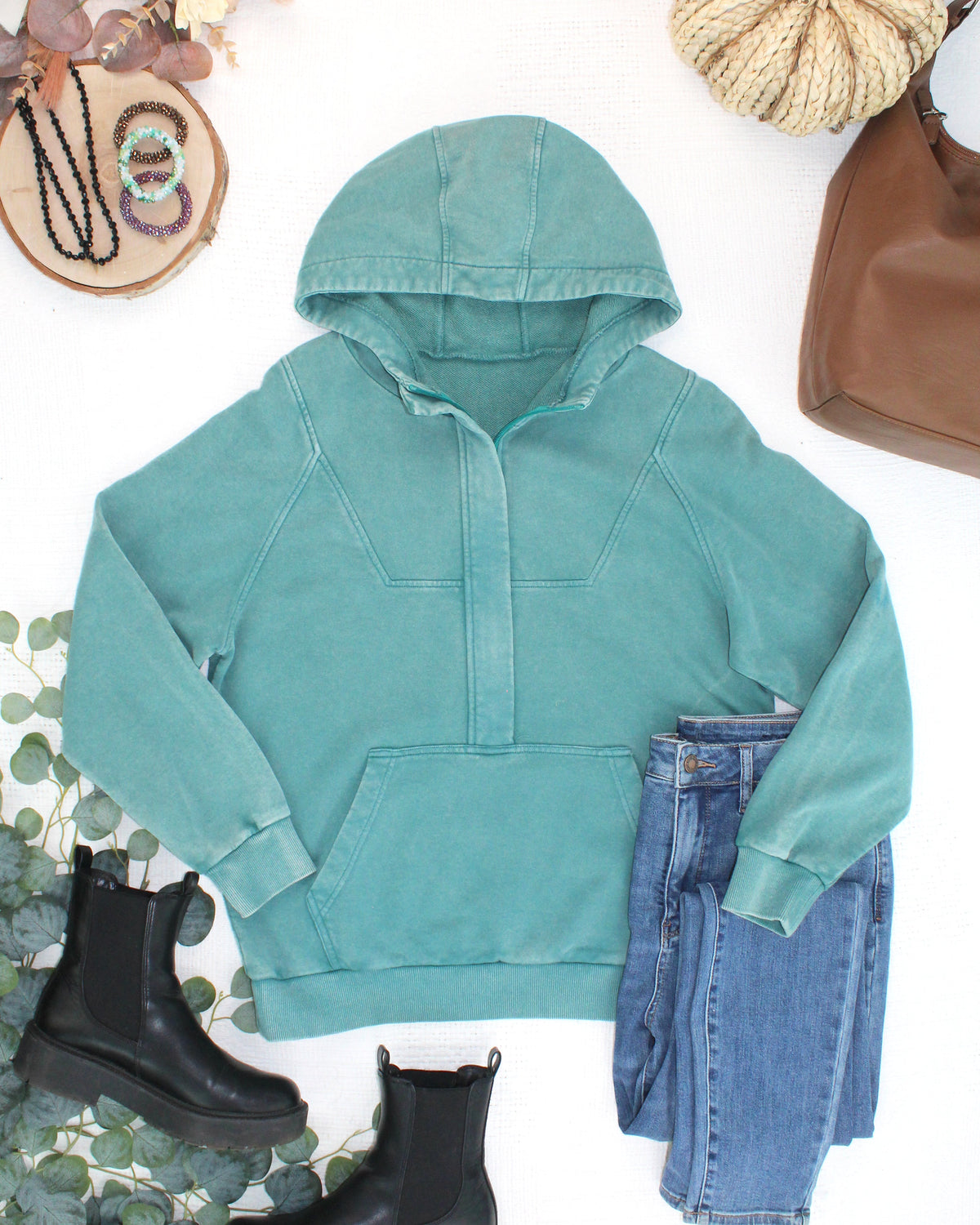 Michelle Mae Ryker Vintage Wash Hoodie- Teal
