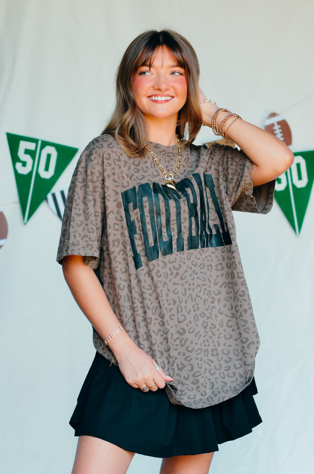 PREORDER: Football Brown Leopard Tee