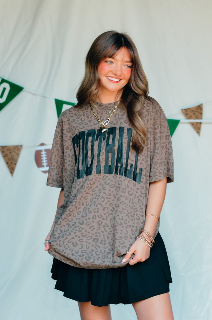 PREORDER: Football Brown Leopard Tee