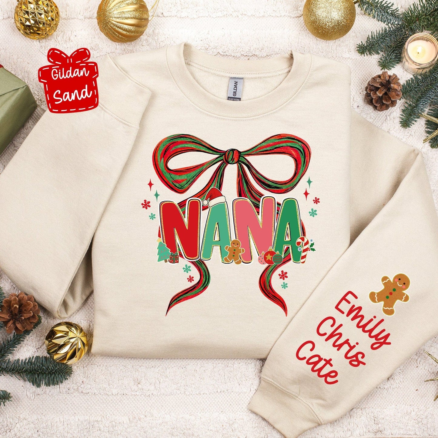 Preorder: Coquette Christmas Bow With Title Personalized SweatShirt