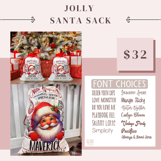Preorder: Personalized Jolly Santa Santa Sack
