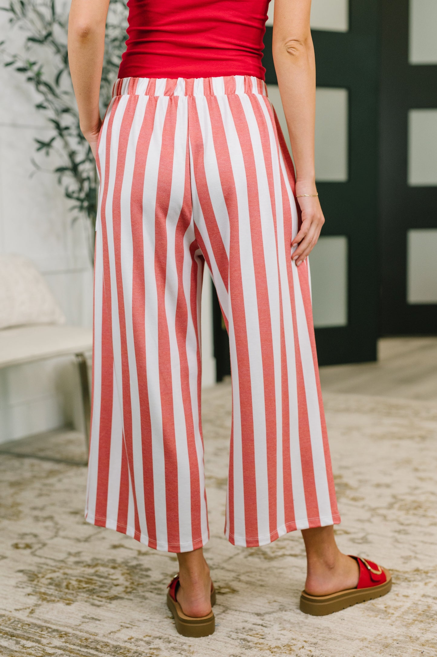 Take Your Time High Waisted Wide Leg Striped Bottoms
