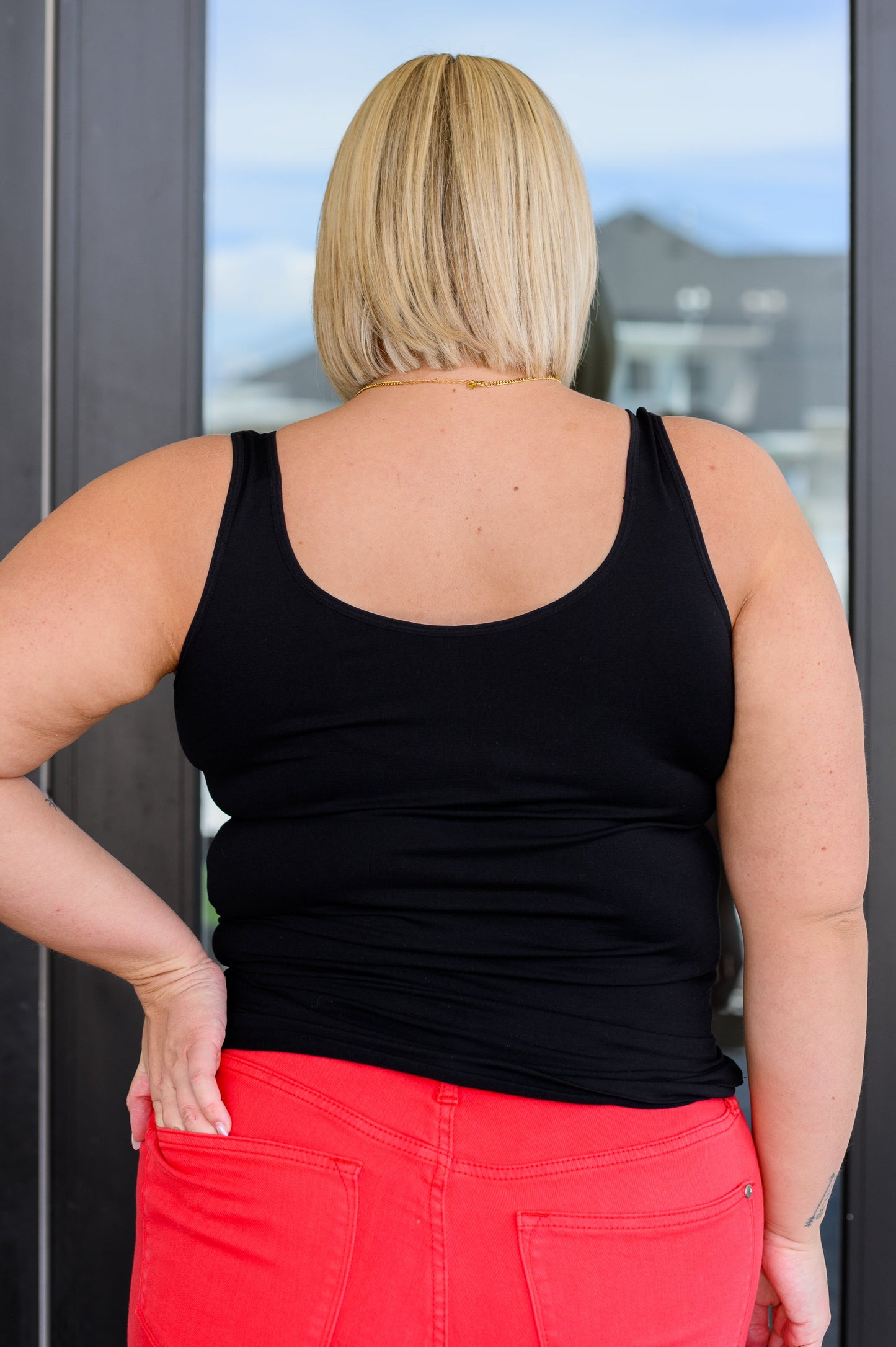 RESTOCK The Basics Reversible Longline Tank in Black