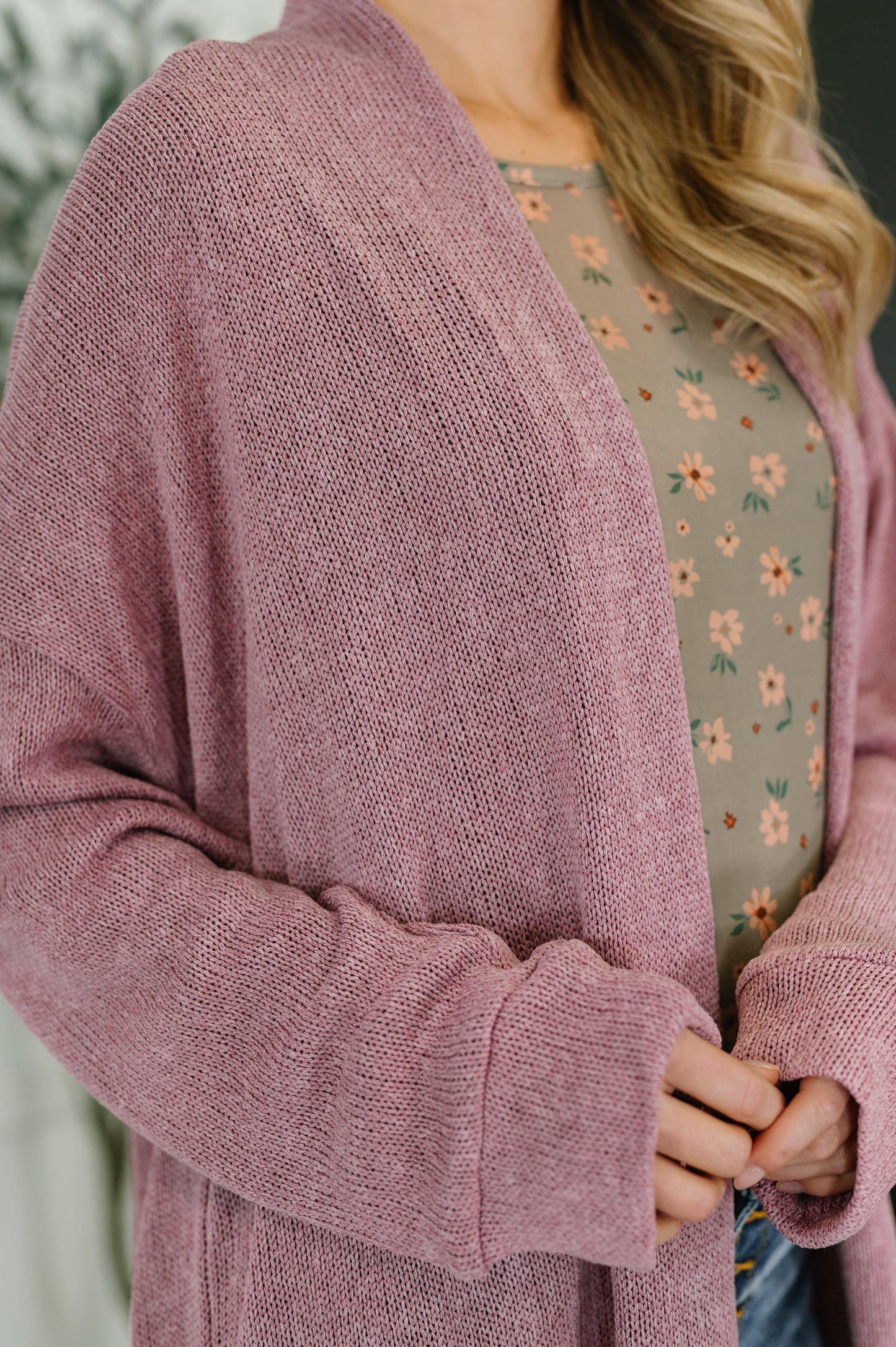 Travel Hideaway Open Front Duster Cardigan in Cashmere Rose