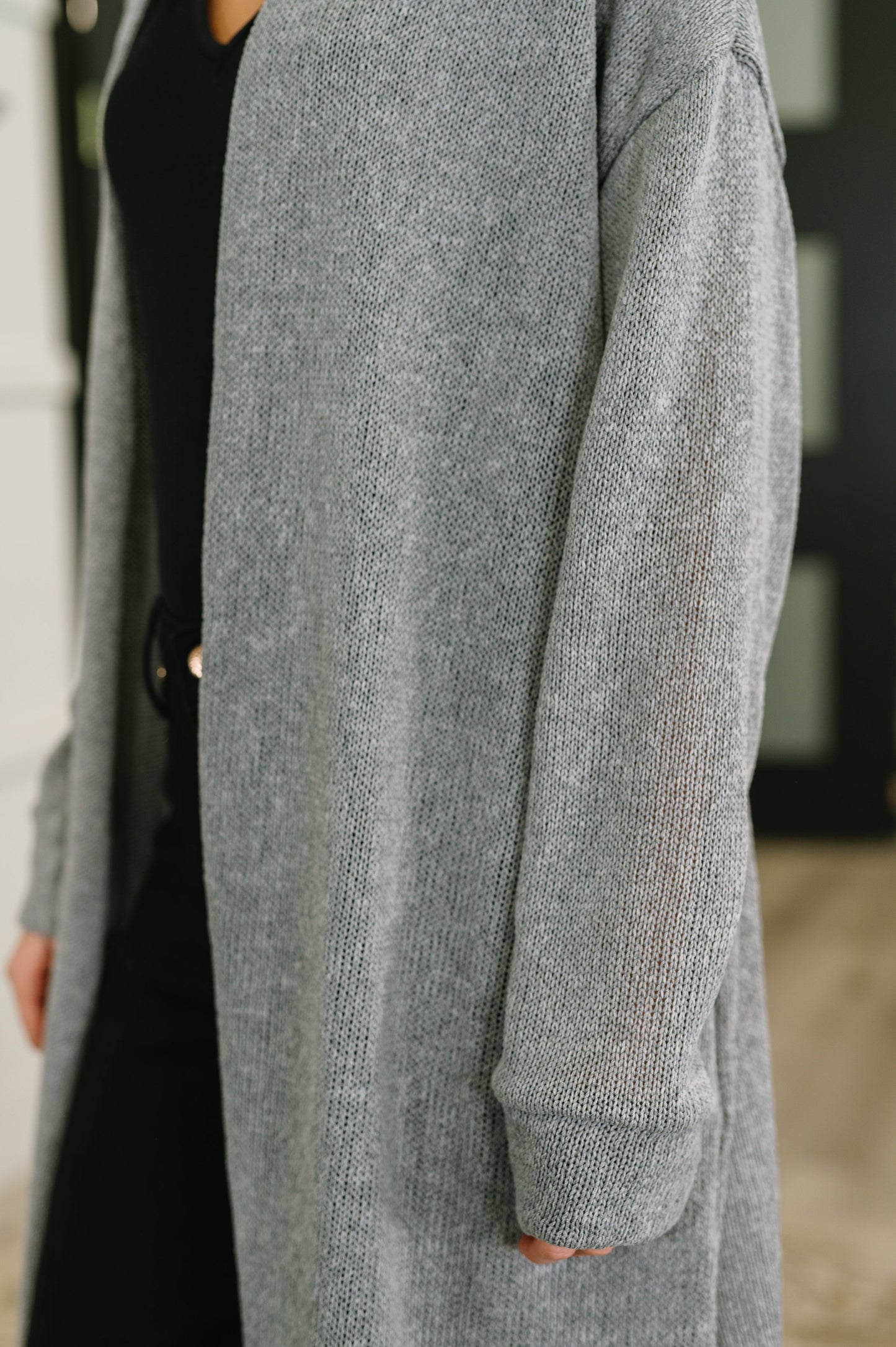 Travel Hideaway Open Front Duster Cardigan in Soft Grey