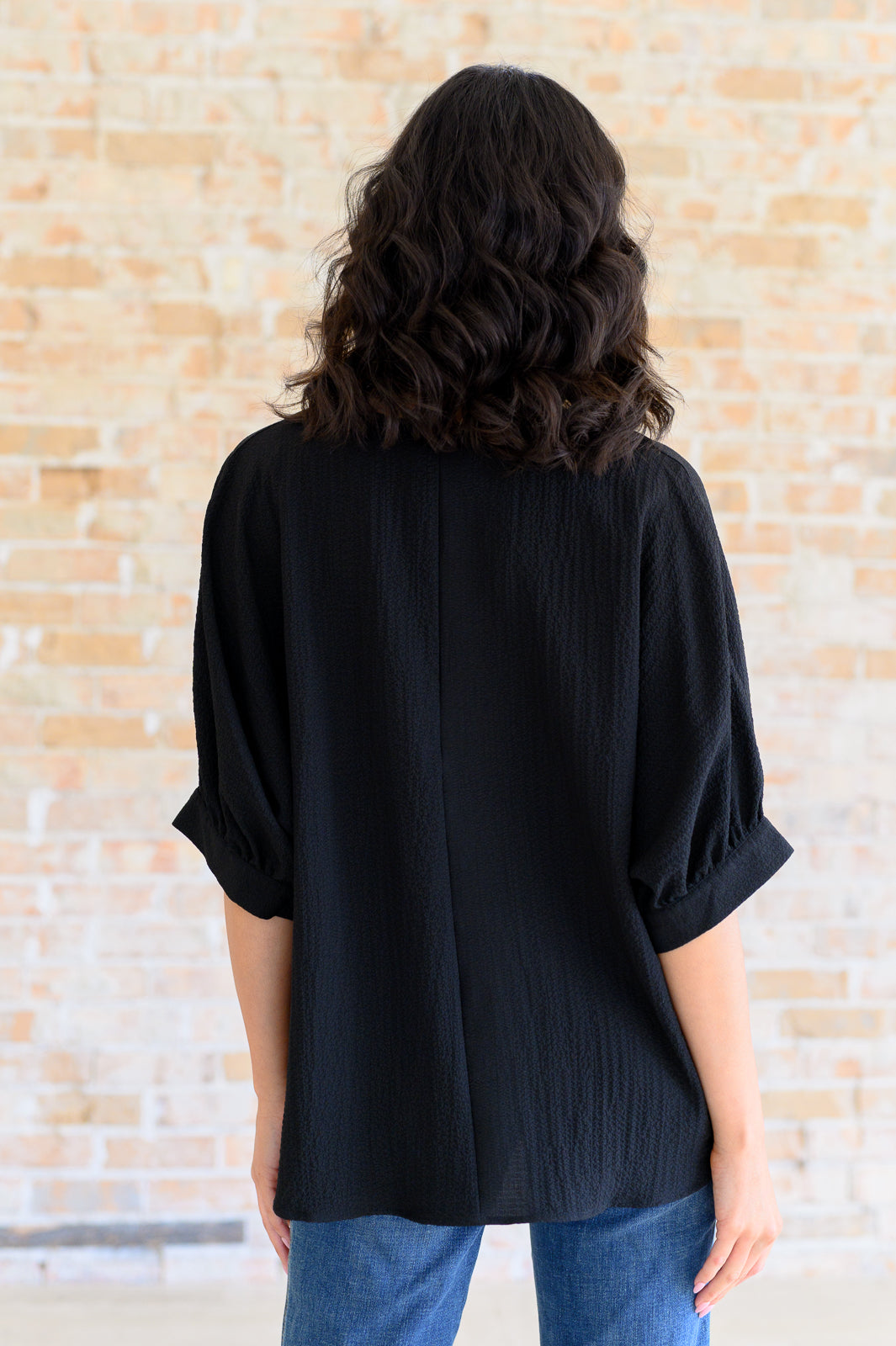 Up For Anything V-Neck Blouse in Black