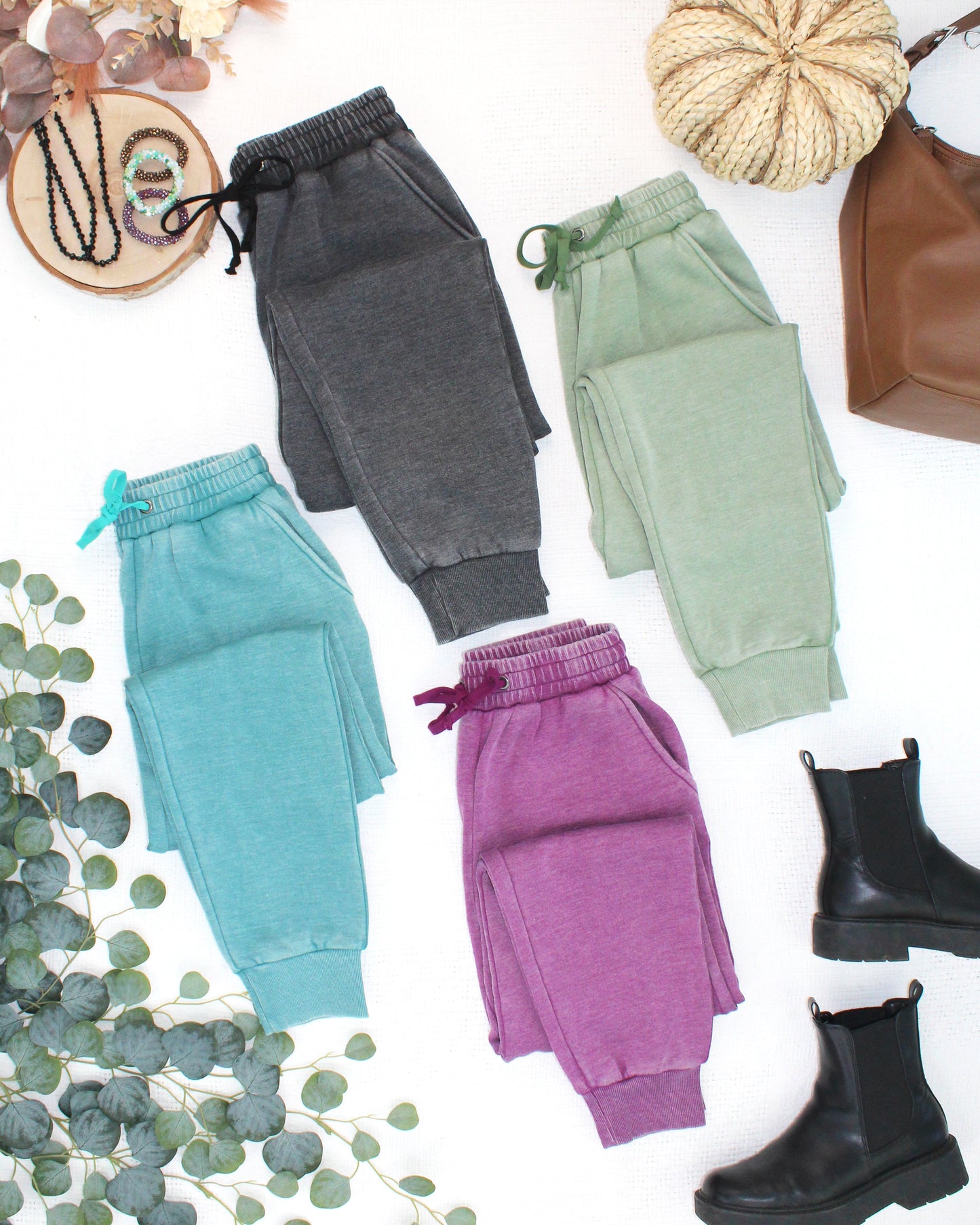 Michelle Mae Vintage Wash Joggers - Purple