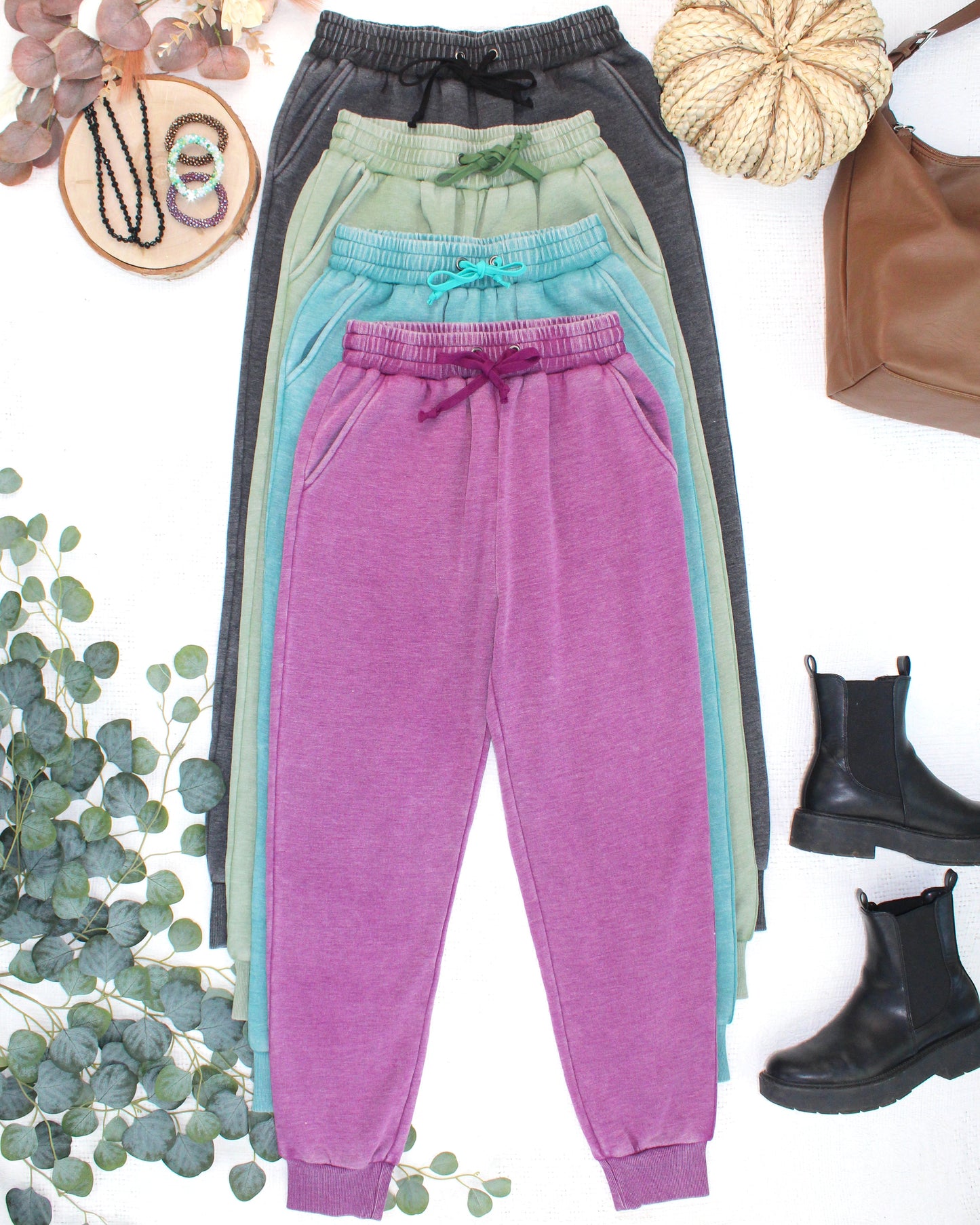 Michelle Mae Vintage Wash Joggers - Black