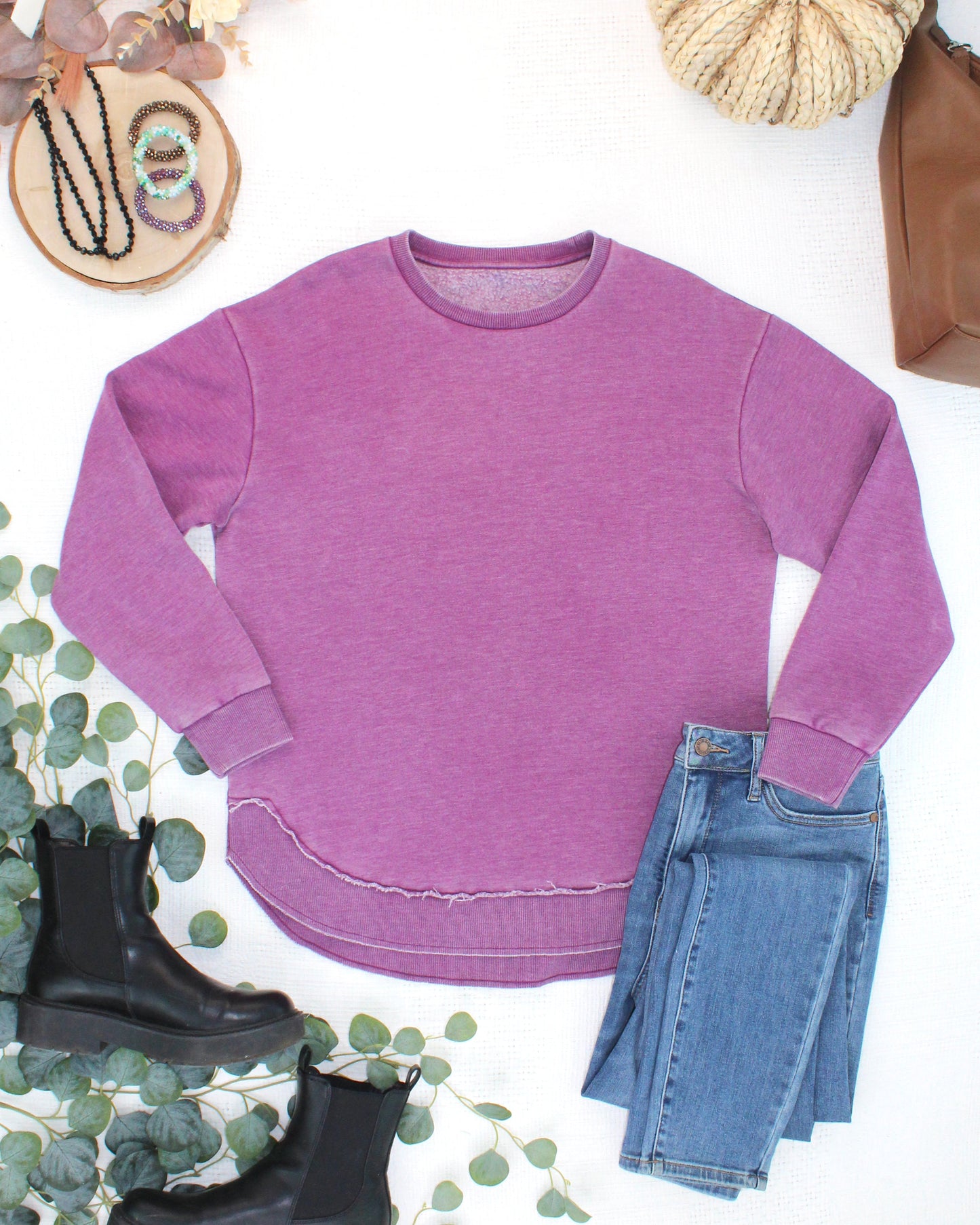 Michelle Mae Vintage Wash Pullover - Purple