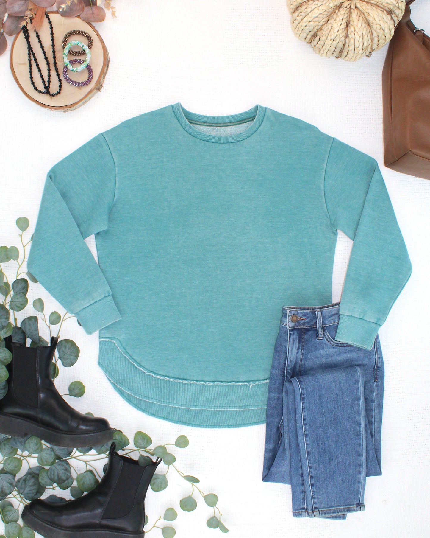 Michelle Mae Vintage Wash Pullover - Teal